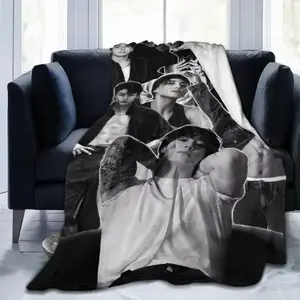 Jungkooks Throw Blanket for Bed Sofa Couch, Soft Flannel Fleece Blanket with Music Fan Theme Design, Cozy Living Room Nap Blanket, Lightweight Warm Gift for Fans, Birthday Christmas Gift