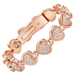 Feraco Copper Bracelets for Women, Ultra Strength Magnetic Bracelet with 3800 Gauss Neodymium Magnets & Dazzling Cubic Zirconia, 99.99% Pure Copper Jewelry Gift, New Heart Shape summerwins