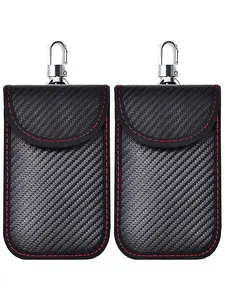Faraday Bag for Car Keys, Rfid Signal Shielding Holder, Keychain Protection Cage, Anti-Theft Key Pendant Case (2 Pack)