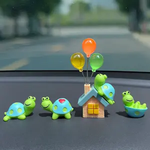 Set of 5 Collectible Turtle Figurines with Balloon House | TPU & Acrylic Shelf Decor for Home Office Display | Charming Accent for Adult Turtle Lovers & Collectors | US Unique Desk Companion
