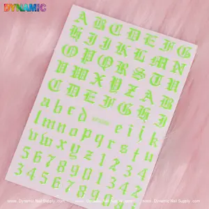 Roman Letter and Number Sticker (XF3359) - Neon Green