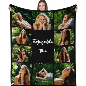 Custom Blanket With Photos Texts Personalized Blanket Customized Hd-Printing Flannel Blankets For Men Women Couple Adult Kids Girlfriend Boyfriend