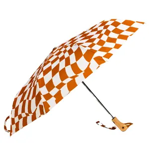 Compact Checker Umbrella in Peanut Butter, from Original Duckhead