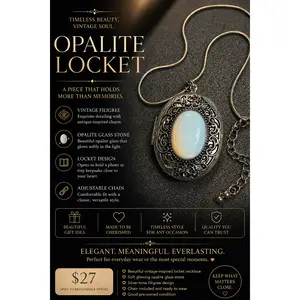 🖤 Opalite Vintage Locket Necklace