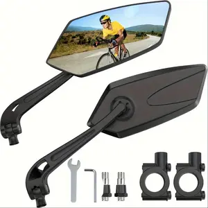 2pcs Bike Rear View Mirrors - 360° Rotatable Adjustable Safety Cycling Mirrors with Wide-Angle, Handlebar Mount Compatible for Mountain Bikes, Road Bikes, for -Bikes - for riding Safety Mirrors