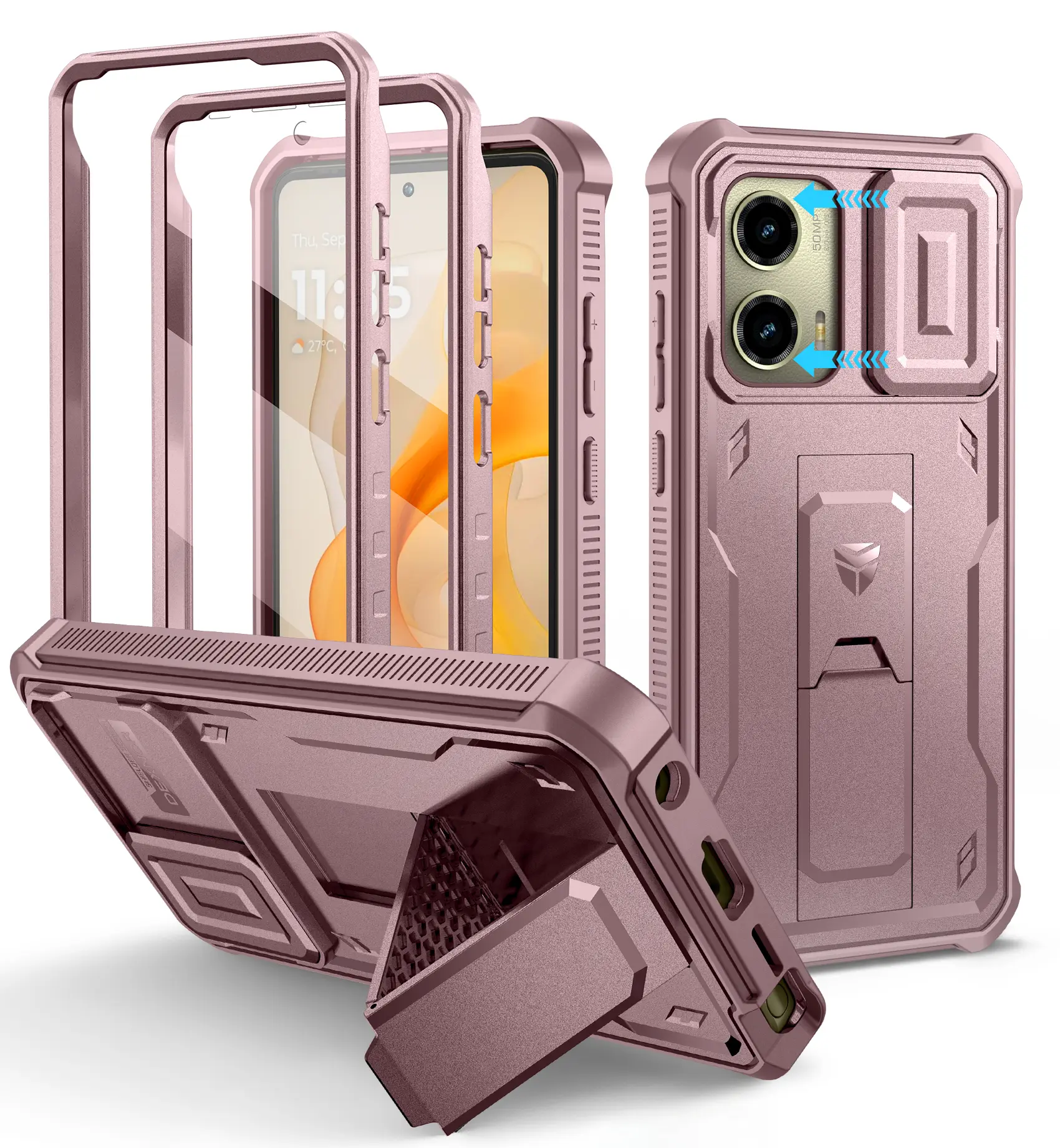 Dexnor for Motorola Moto G Stylus-5G-2024/2025 Case [Not Fit Moto G 5G 2024], [Bulit-in Slide Camera Cover & 2 Front Frame] Heavy Duty Protection Cover with Screen Protector Kickstand, 6.7 inch