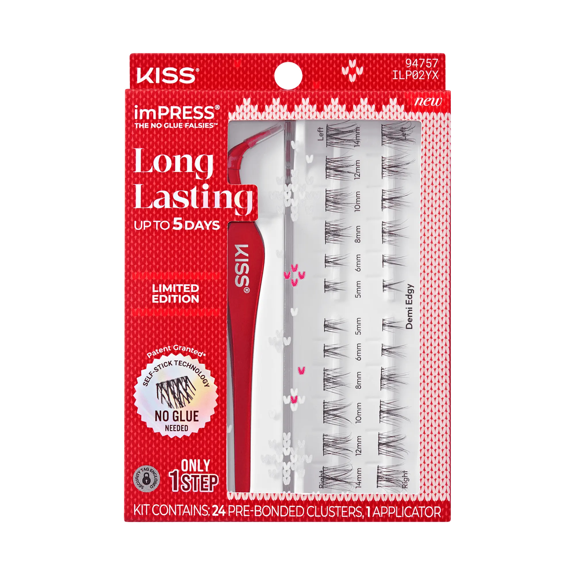 Impress Falsies Long Lasting Pre-Glued Holiday False Eyelashes - Demi Edgy | 24 Lash Clusters, Up To 5 Day Wear, 5mm-14mm Impress Falsies Long Lasting Pre-Glued Holiday False Eyelashes - Demi Edgy | 24 Lash Clusters, Up To 5 Day Wear, 5mm-14mm