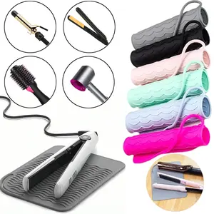 1PC Flat Iron Silicone Mat and Travel Case for Hair Tools - Heat Resistant Mat, Straightener Pad, and Curling Iron Sleeve