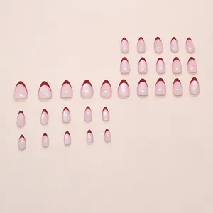 Claret Eclipse Press On Nails W1957 Reusable Gel Almond Nails Vintage Red Cat Eye Lunar Sheen Detachable WineCatEyeNails LunarGelNails