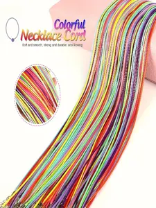 50pcs Adjustable Colorful Faux Leather Necklace Chains, DIY Jewelry Making Materials, Braiding Rope Material, All Seasons Solid Pattern
