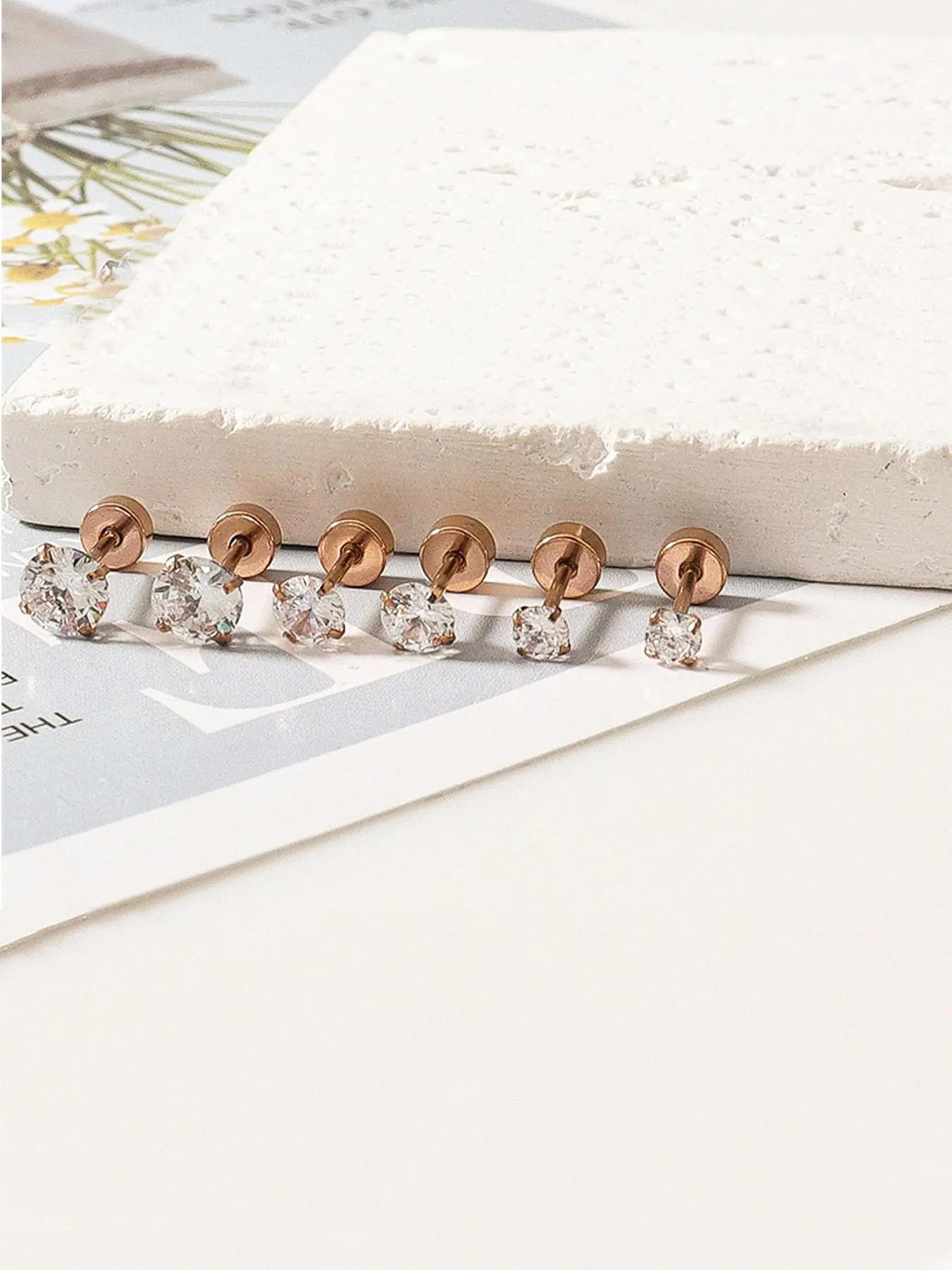 Flat Back Earrings-Rose Gold