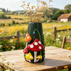 Rainbow Gradient Mushroom Shape Decorative Vase, Home Decor Accessory, Living Room Dining Table Floral Arrangement Ornament, Fun Cute Fresh Cut Flower Holder, Centerpiece Vase, Decorative Flower Vessel