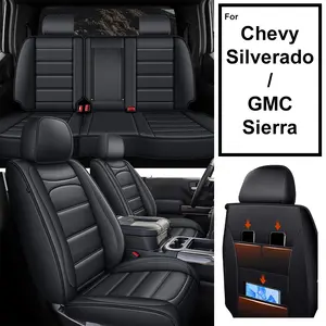 For Chevy Silverado/GMC Sierra 1500 2500HD 3500HD 2007 2008 2009 2010 2011 2012 2013 2014 2015 2016 2017 2018 Car Custom Car 5-Seat Covers Full Set Waterproof Full Coverage Front & Rear Full Set All inclusive Customed Car Cushions Fuax Leather