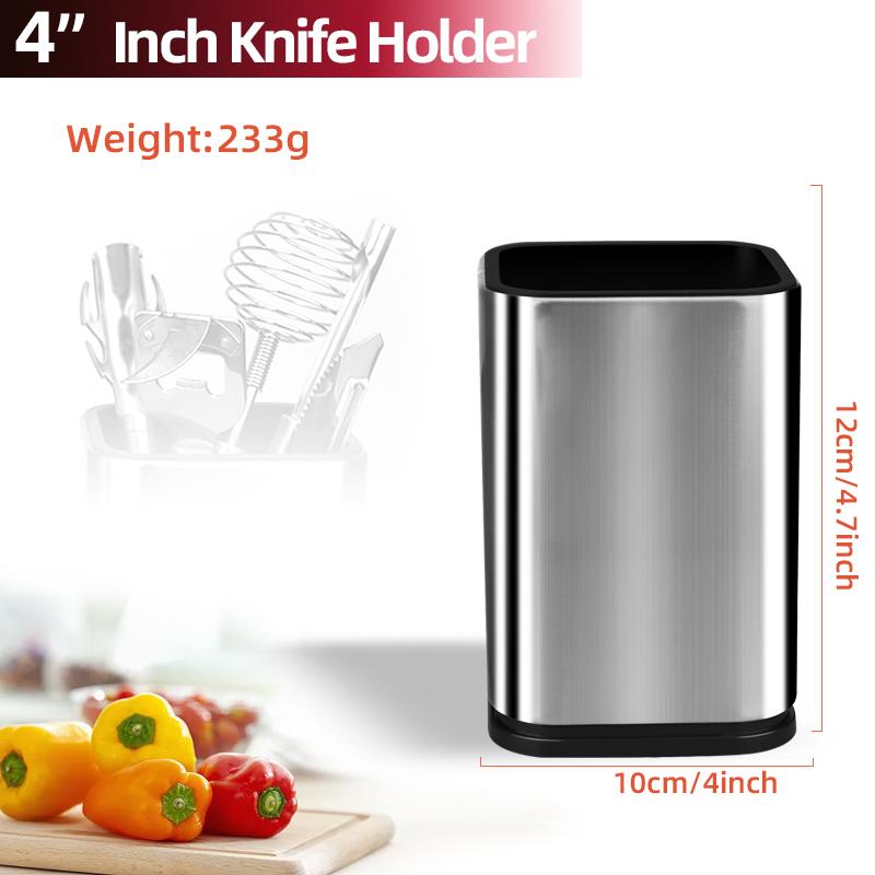 Universal Knife Block Holder, Stainless Steel Knife Stand Without Knives, Safe Space Saver Stable Knife Storage with Scissors Slot, Detachable for Easy Cleaning, Kitchen Organizer, Silver