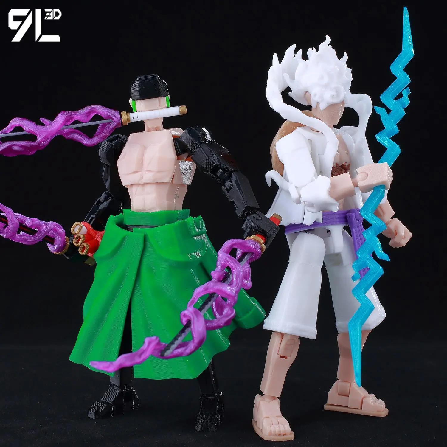 Anime 3D Printed Action Figures (14cm), 9L Lucky 13 Zoro & Monkey D.Luffy Multi-Jointed Movable Statues, PP Box Packaging, 30+ Joints Home Decor Figurines for Playtime, Anime Figures, Approximately 14 Cm / 5.5 Inches