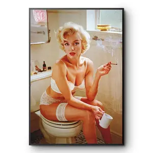 Marilyn Monroe Smoking Funny Retro Glamour Poster Vintage Bathroom Art