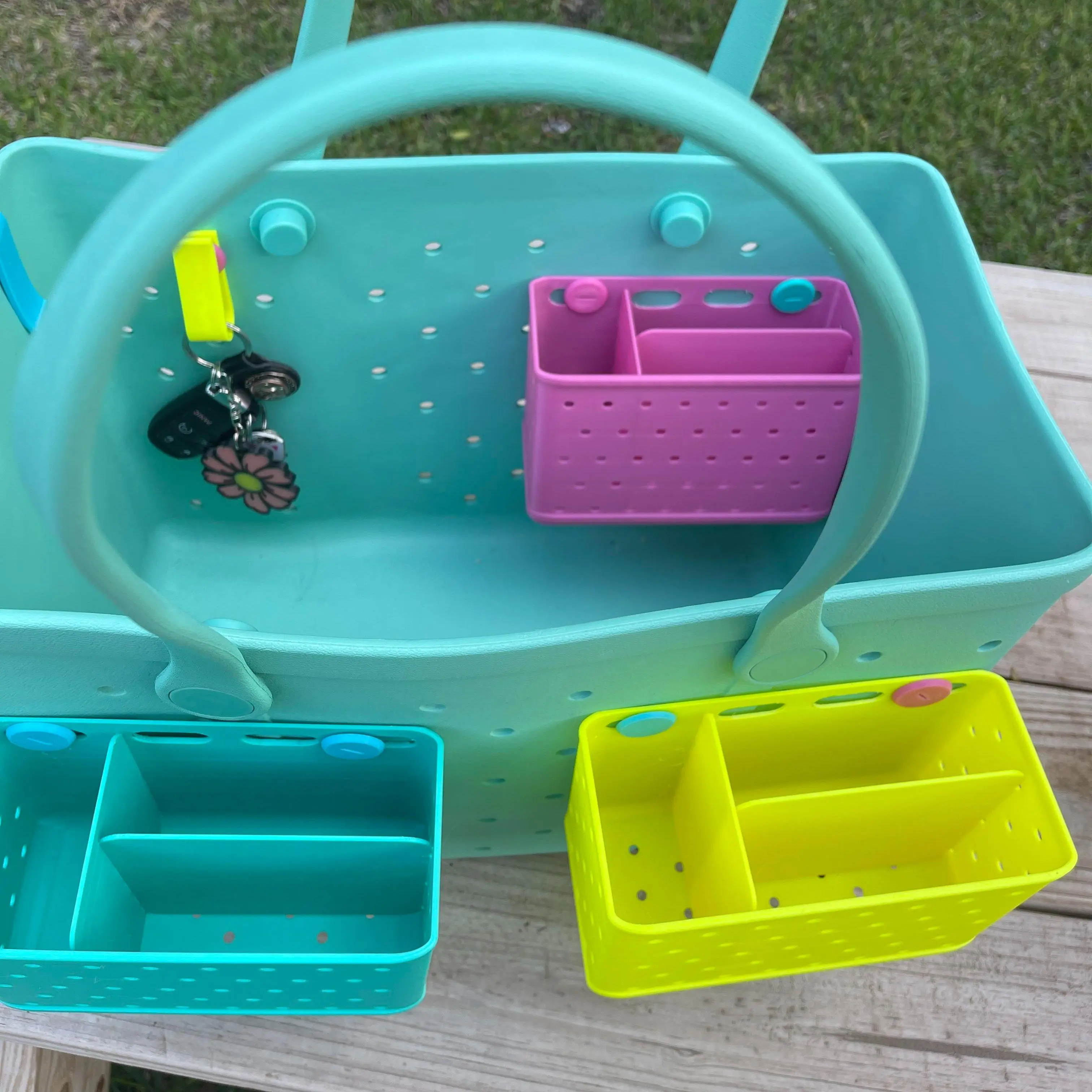 Customizable Bag Organizer Insert | Bright Colorful  Summer Vibe | Beach or Pool | Universal Customizable Fit