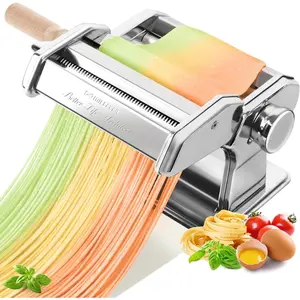 Pasta Maker Machine, 9 Adjustable Thickness Settings, 2 in 1 Dual Rollers & Cutter for Homemade Spaghetti, Fettuccini, Lasagna & Dumpling Skin