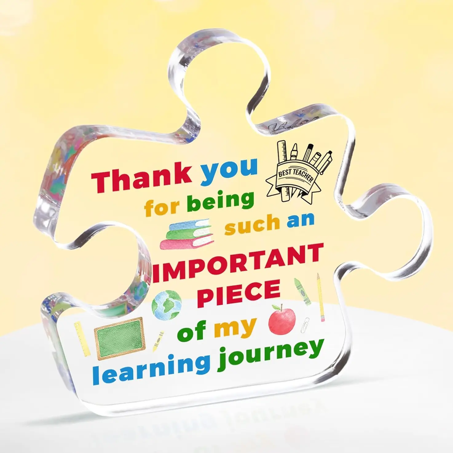 Teacher Gifts for Women Men Unique Acrylic Puzzle Piece  - Ideal Teachers Birthday Graduation Retirement Present from Students, End of Year Thank You Gifts Chic Desk Decoration, Novelty Desk Decor, Acrylic Plaque Sign