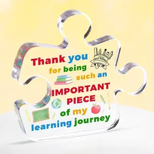 Teacher Gifts for Women Men Unique Acrylic Puzzle Piece  - Ideal Teachers Birthday Graduation Retirement Present from Students, End of Year Thank You Gifts Chic Desk Decoration