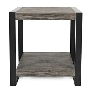 Pinnacle Modern Loft Iron and Wood Grey End Table