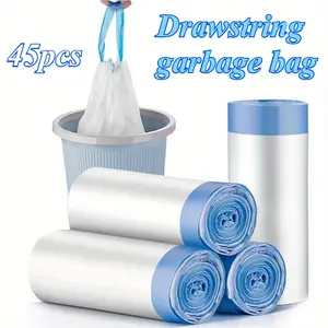 45pcs Drawstring trash bags, litter box liners, cat litter bags, cat litter boxes, automatic drawstring trash bags for cat waste, household trash bags, tear-resistant bags, drawstring