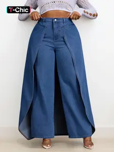 Women's Fashion Denim Jeans Pants, Patchwork Design, Casual Style, Daily Wear, All-Season Women's Plus Size Jeans