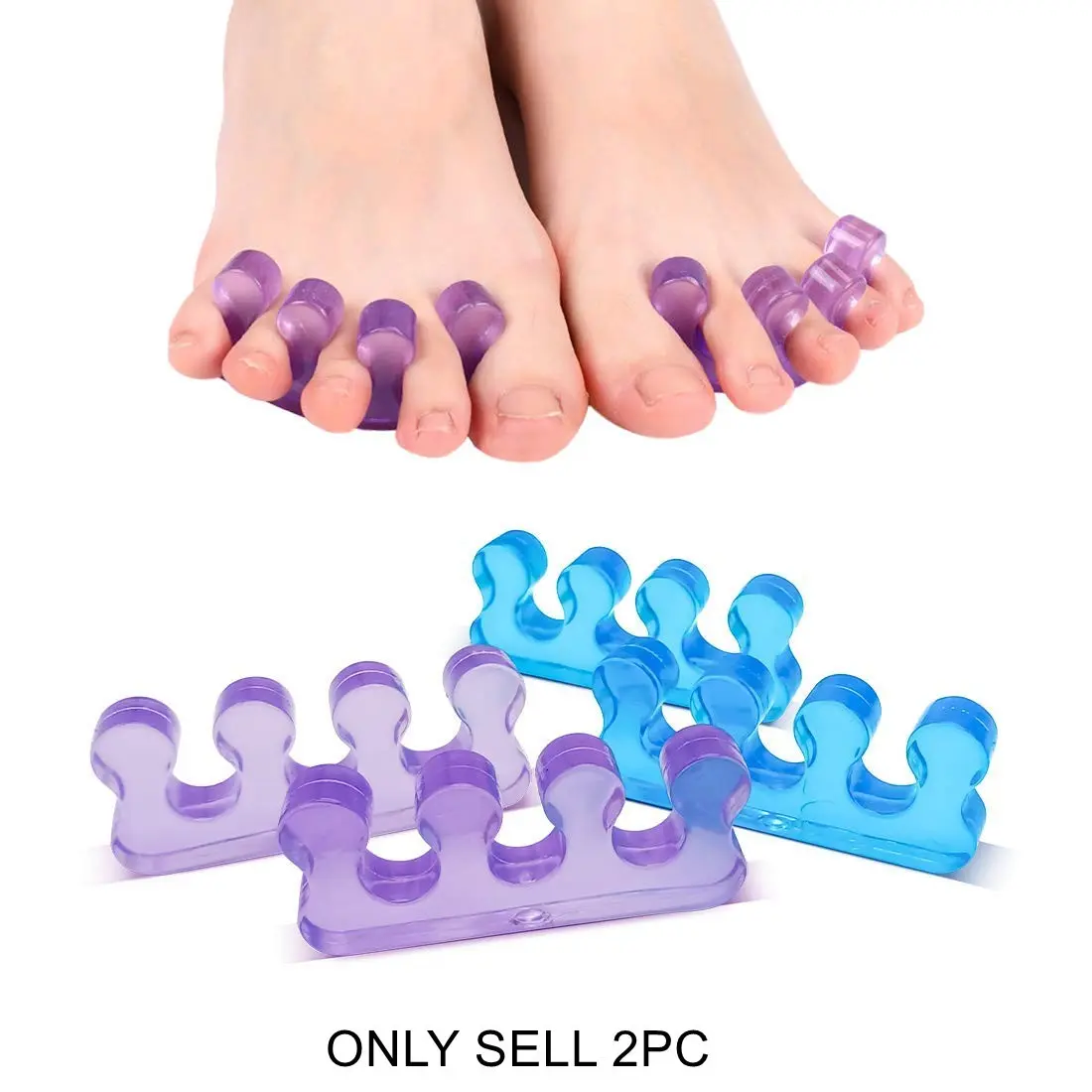 2pcs (1pair)Soft Silicone Finger Toe Separator Soft-Silicon 6 Colors Flexible Finger Toe Spacers for Nail Polish Pedicure Tools Nail Supplies Manicure Accessories