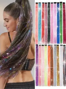 8-Piece Set 22-Inch Glitter Foil Hair Bows, Heat-Resistant Clips for Women & Girls, Party Eye-Catching Decoration Accessories