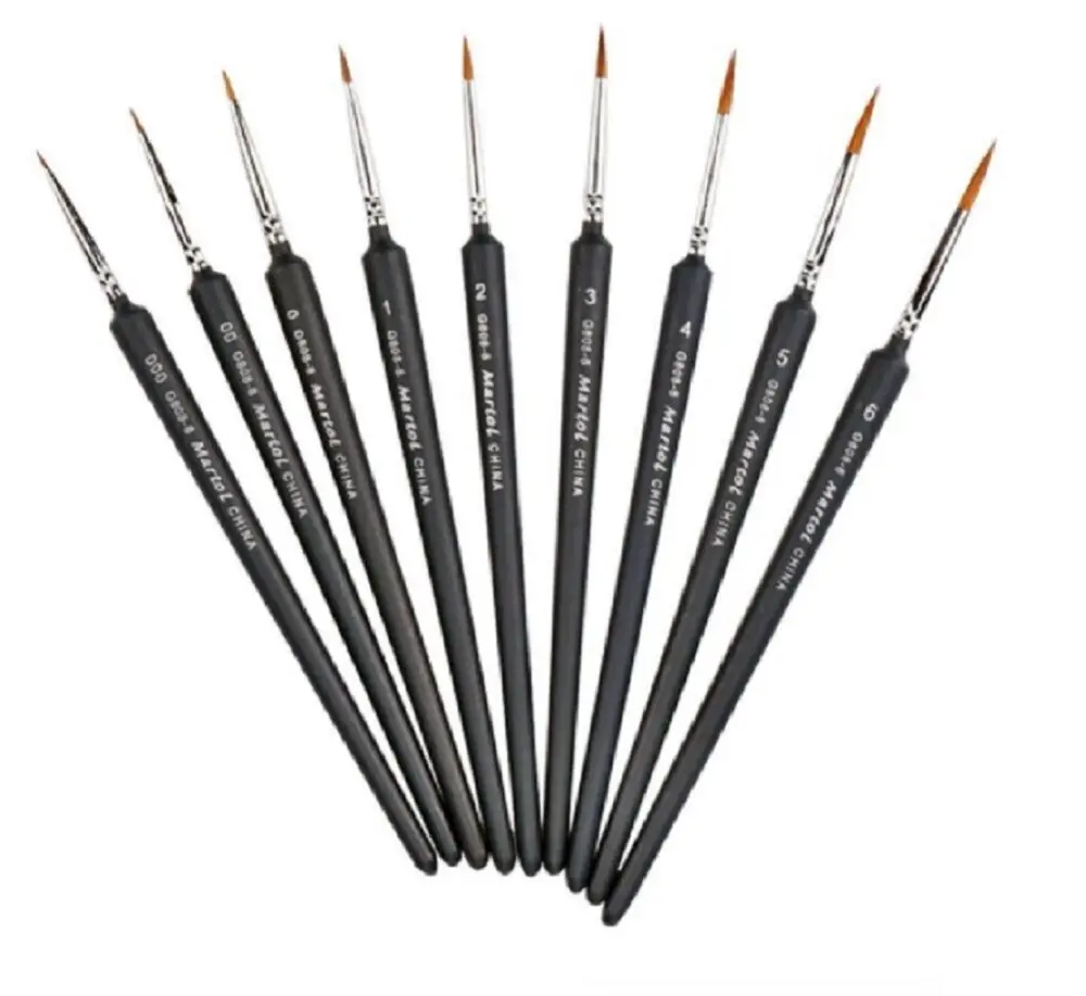 TIKA 9-Piece Professional Miniature Paint Brush Set, Fine Detail Brushes for Art, Nail and Model Painting
