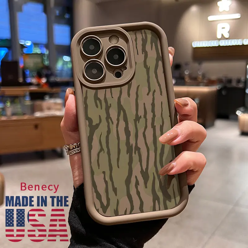 Shockproof Anti-Drop Patterned TPU Bumper Phone Case with Camouflage Design, Lens Guard, Raised Edges, Resin & Silicon Accents - Durable Mobile Accessory for iPhone 17,16,15,14 Pro Max,13,12,11,XR,XS,Plus,E,Air