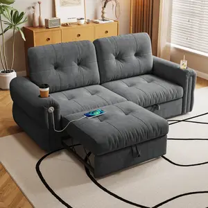 3-in-1 Convertible Sleeper Chair Sofa Bed, Adjustable Pull Out Foldable Sofa Bed with Multiple Storage Pockets, Versatile Furniture for Living Room, Bedroom & Small Spaces