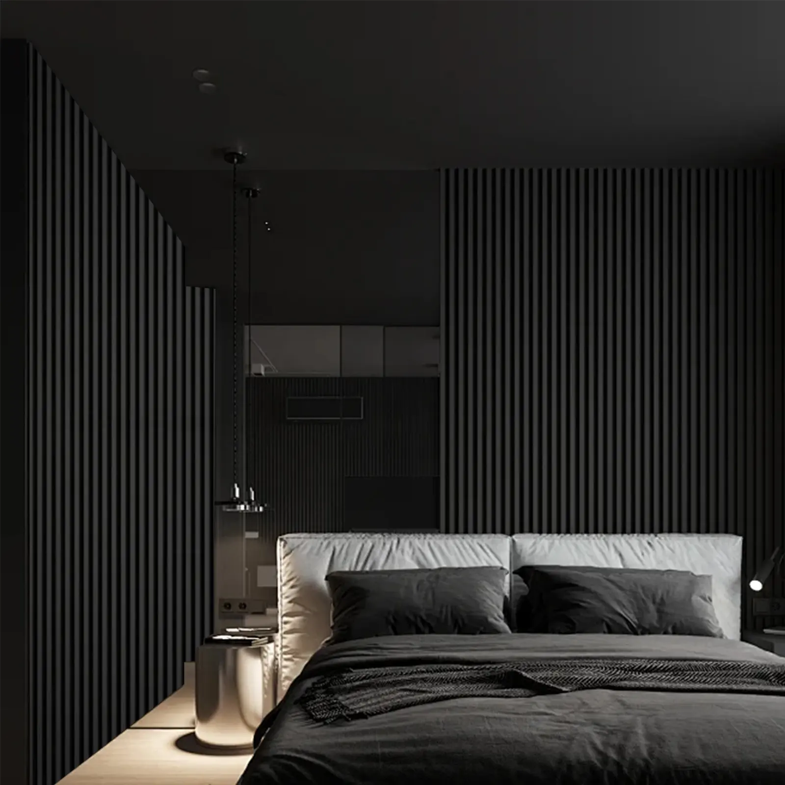 30cm Black Oak Wood Slat Acoustic Wall Panels, Noise Reduction Sound Absorbing Wooden Panel, Decorative Wall Ceiling Boards for Living Room Bedroom Home Studio Gaming Room
