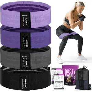 Resistance Bands for Working Out with Workout Bands Guide. 4 Booty Bands for Women Men Fabric Elastic Bands for Exercise Bands Resistance Bands for  Bands for Working Out  Thigh Glute Bands Set