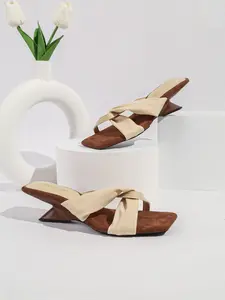 Matte Satin Knot Strap, Cross Knot Design High Heel Sandals, Slip-On Summer Outerwear, Suitable for Commute, Date, Dinner, Casual Wear, Crisscross Sandals