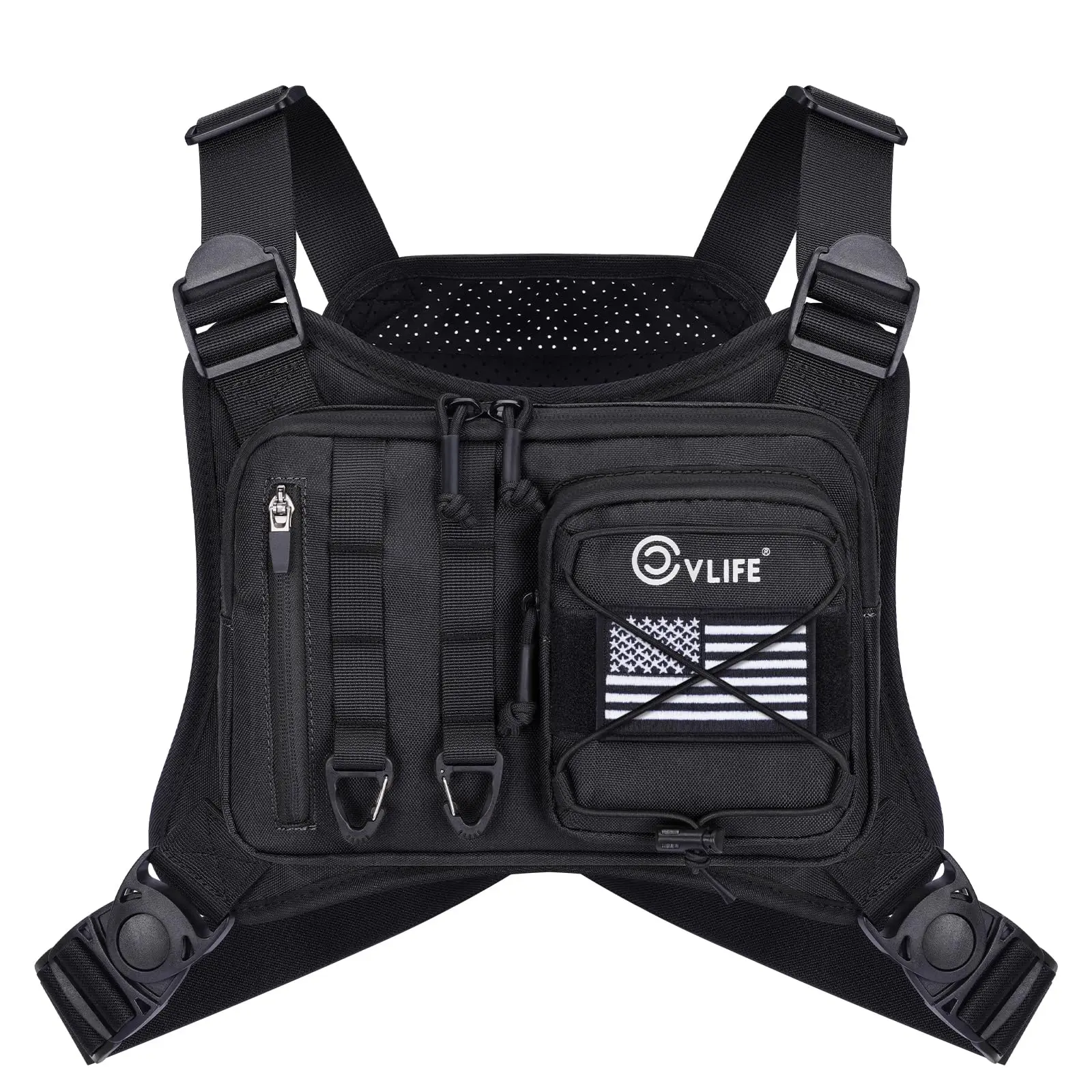 CVLIFE Outdoor Chest Bag for Men Women, Tactical Chest Pack, Adjustable Running Vest Bag, Lightweight Anti-theft EDC Rig for Daily Commute Hiking Cycling Running Multi-color