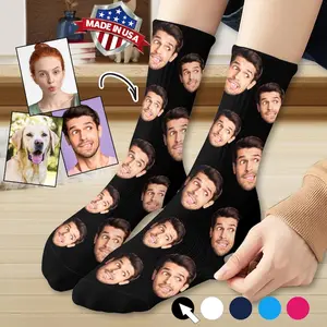 Custom Face Socks Personalized Photo Sock Valentine's Day Gifts Made in USA Unique Gift Idea for Loved Ones