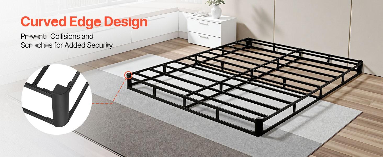 Queen Box Spring And Bed Frame With Washable Fabric Cover, Heavy Duty Metal Mattress Foundation For Queen Bed, 5.1-Inch Platform, 3500 Lbs Weight Capacity, Easy Assembly, 79.1 X 59.6 X 5.1 Inches