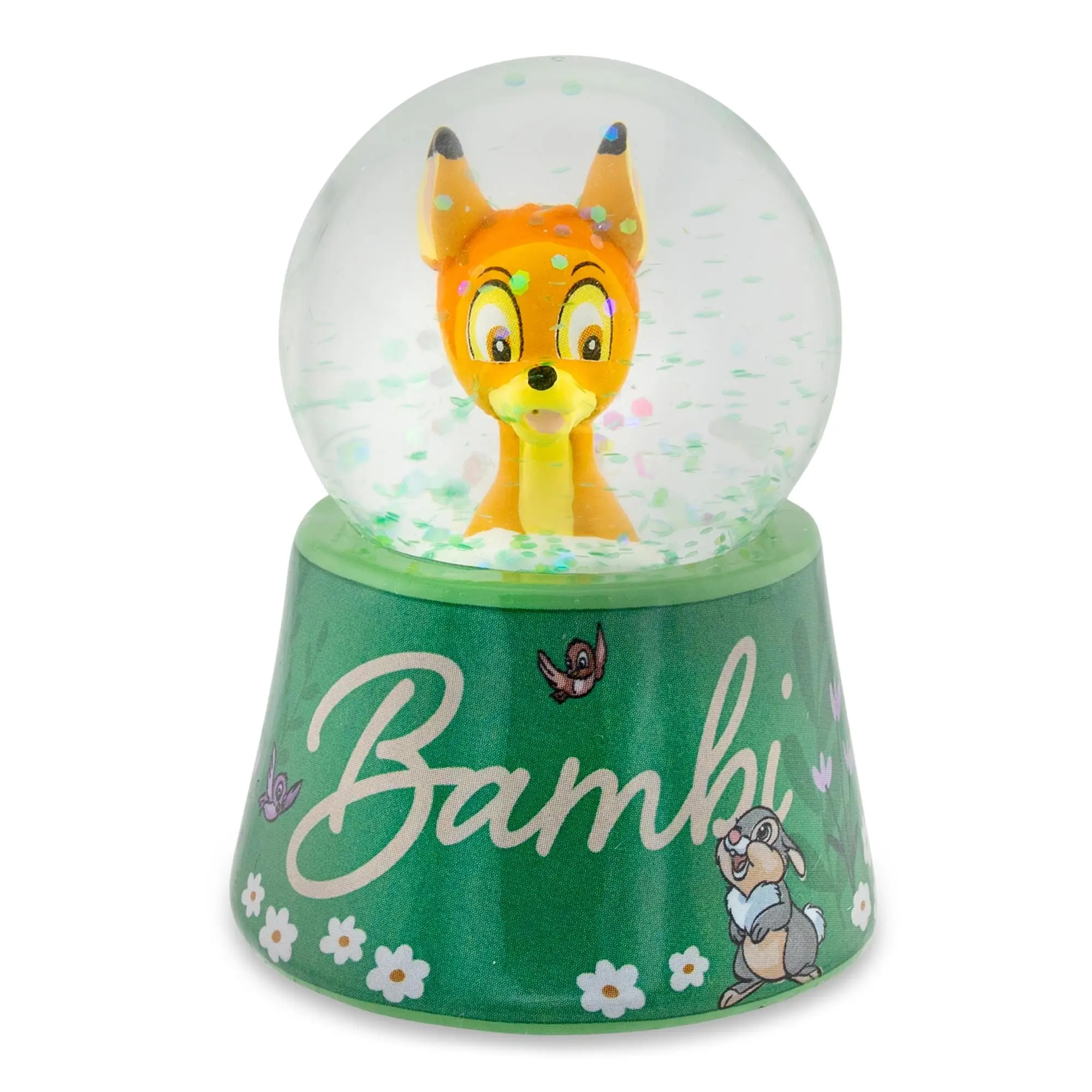 Disney Bambi "Pretty Flower" Mini Light-Up Snow Globe Decor, 3-In Tall Collectible Figurine Statue, Collectibles