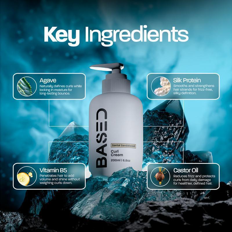 2pack BASED Curly Duo: Premium Non-Toxic Curl Cream & Leave-In Conditioner Bundle - Defines Curls, Controls Frizz, Medium Hold with Agave & Silk Protein, Instant Hydration & Nourishment, No Harmful Chemicals