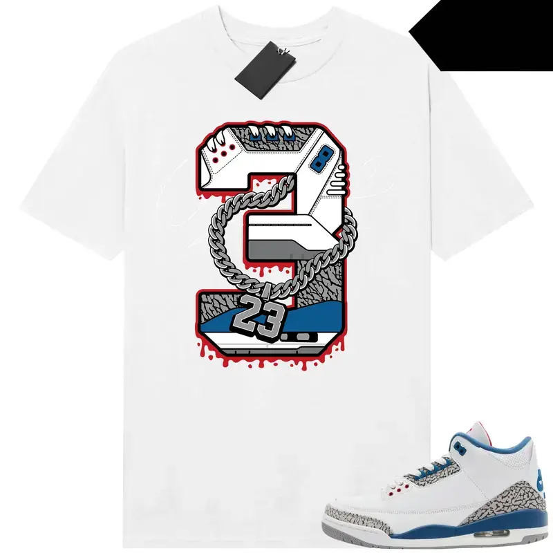 True Blue 3 AJ3 Sneaker Match Tees White Big 3 Graphic Tee, 90s Hip Hop Tee, Gift For Women and Man Unisex T-Shirt, Cozy Gift Graphic Shirt Menswear Unisex