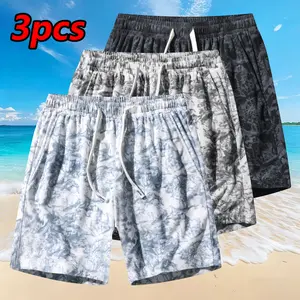 Men’s summer corduroy casual shorts with stylish print, drawstring tie, suitable for everyday wear and vacations