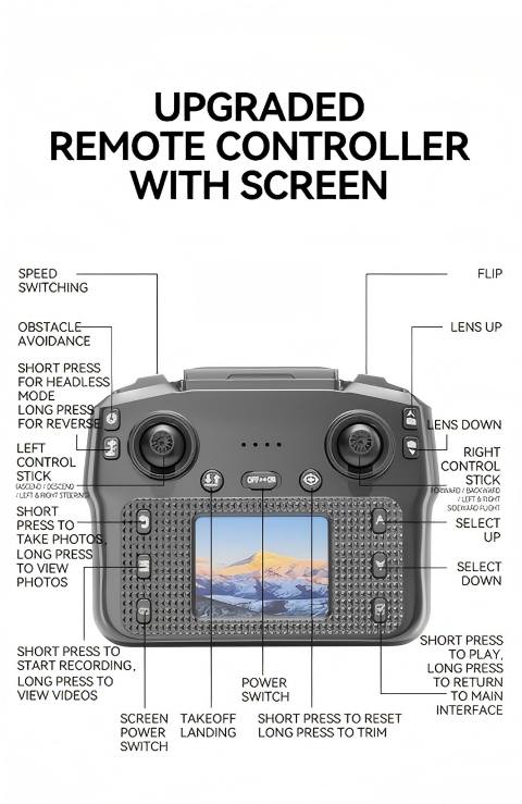 Professional Foldable Quadcopter Drone with HD Camera and Screen Remote Control, No Mobile Phone Needed, Stable Flight, Portable Design, Ideal Gift for Kids, Adults and Family Outdoor Flying on Christmas & Halloween