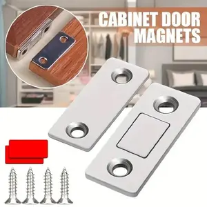 Magnetic Door Catch Ultra Thin Strong Adhesive Cabinet Magnet Latch Stainless Steel Drawer Door Closer for Kitchen Cupboard Closet Sliding Door Hardware