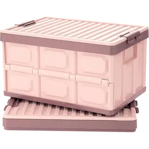 Collapsible Storage Bins with Lids 2-Pack, Folding Plastic Stackable Utility Crates 30L, Durable Containers for Home & Garage Organization