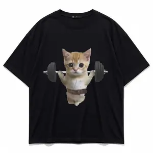 Funny Sam Sulek Cat Gym Meme T-Shirt, Oversized Fitness Pump Cover Graphic Tee for Men & Women