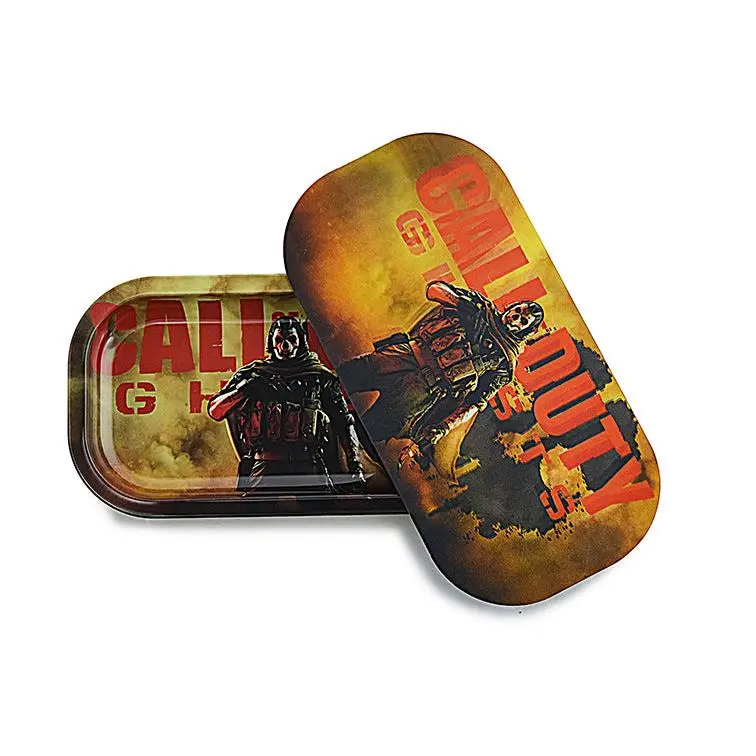 Slim Metal Tray with Magnetic Lid 8x4 in – 3D Holographic Print, Design S3
