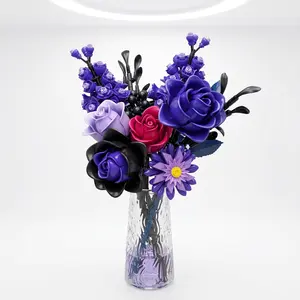 Flor de bloque de construcción bouquet craft roses Block Building flower Set Brick Set ornament decorative assembling Building Set perfect christmas