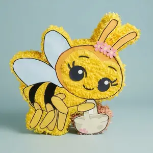 Abejita - Adorable Yellow Bee Pinata with Floral Accent and Honeycomb Design for Festive Celebrations