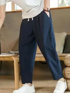 Men's Casual Solid Color Loose Fit Pants, Perfect for Vacation & Business, Fashionable Comfortable Daily Wear, Teacher Style